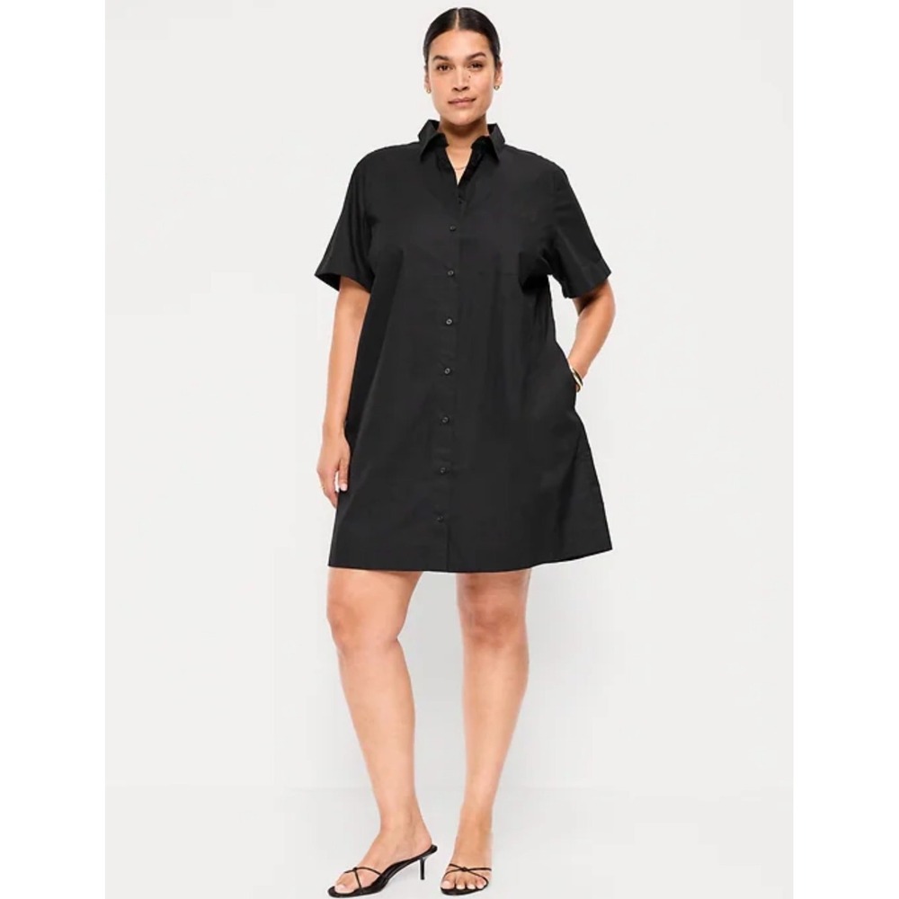 NWT Old Navy Black Button Down Collared Shirt Cot… - image 1